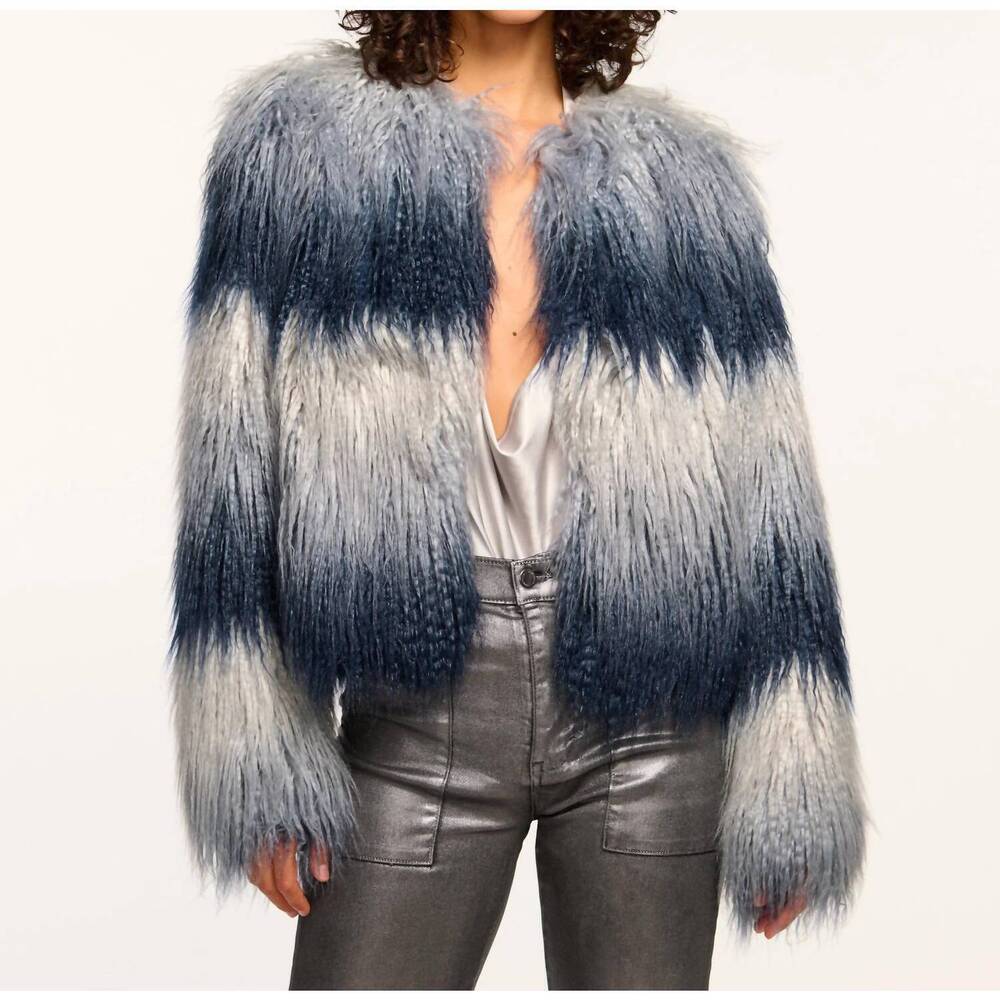 NEW RAMY BROOK sameul faux fur coat in navy ombre